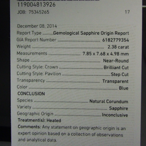 GIA Certified Rare Color and Quality Natural Blue Sapphire 2.38 ct  Litnon.com