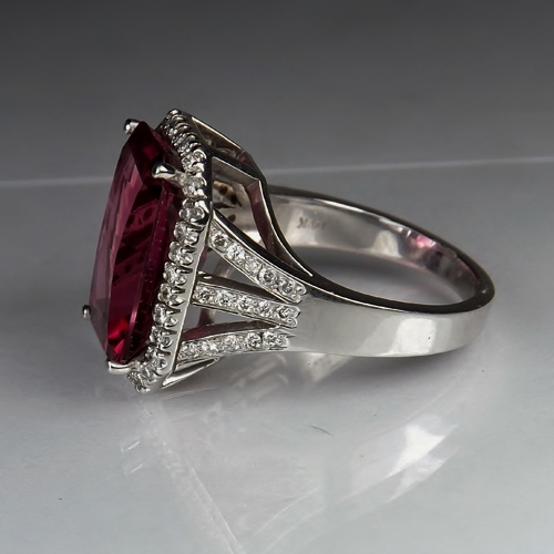 Quality Purple Pink Rubellite Tourmaline and Diamond Ring 14kt WG  Litnon.com