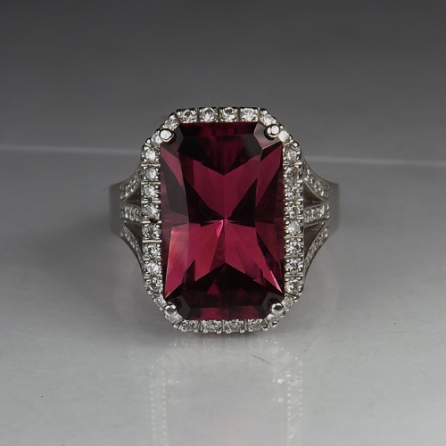 Quality Purple Pink Rubellite Tourmaline and Diamond Ring 14kt WG  Litnon.com