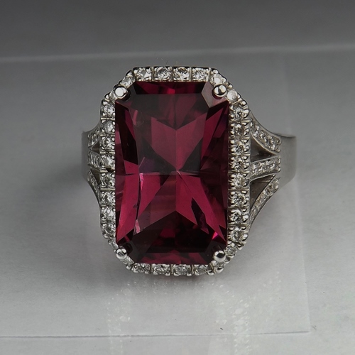 Quality Purple Pink Rubellite Tourmaline and Diamond Ring 14kt WG  Litnon.com
