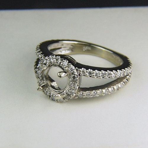 Classic Diamond 14 kt White Gold Halo Ring Setting 0.50 ct tw  Litnon.com