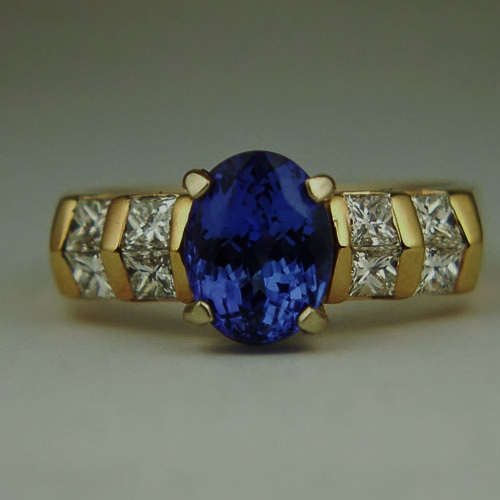 Quality Fine Color Natural Tanzanite Diamond Ring 14kt YG  Litnon.com