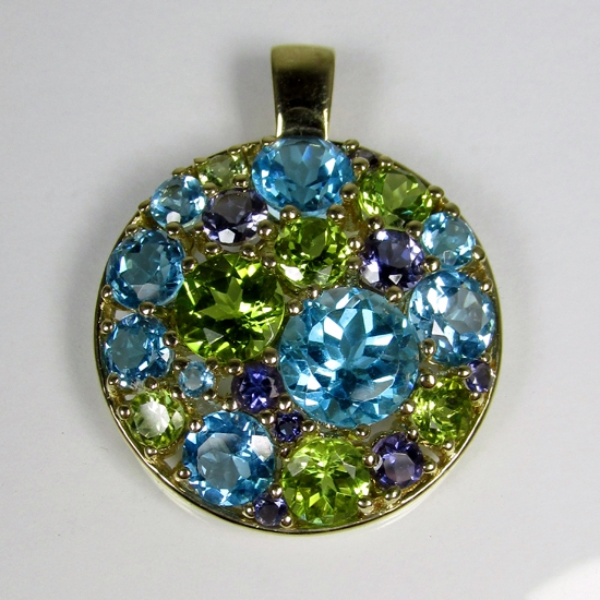 Custom Topaz Peridot Iolite 14 kt Pendant  Litnon.com