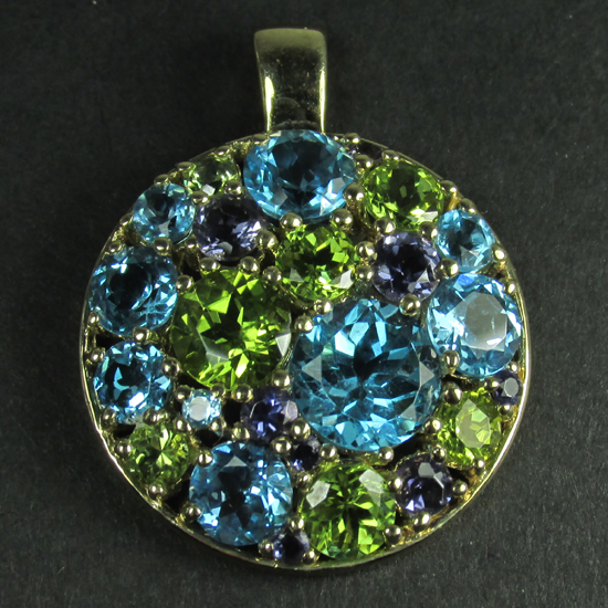 Custom Topaz Peridot Iolite 14 kt Pendant  Litnon.com