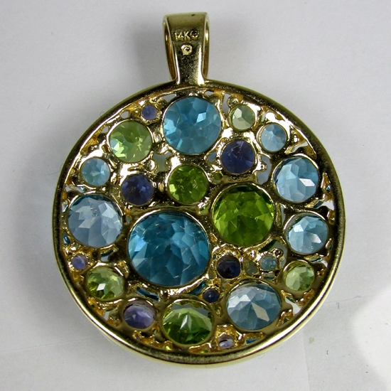 Custom Topaz Peridot Iolite 14 kt Pendant  Litnon.com