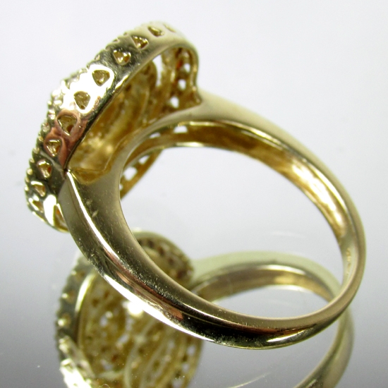 Unique Cognac and White Diamond Circle Ring 14 kt  Litnon.com