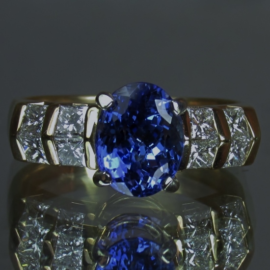 Quality Fine Color Natural Tanzanite Diamond Ring 14kt YG  Litnon.com