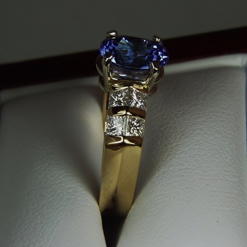 Quality Fine Color Natural Tanzanite Diamond Ring 14kt YG  Litnon.com