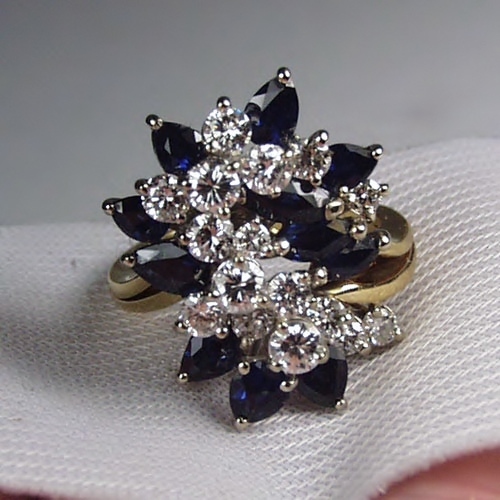 Quality Ladies 14 kt Sapphire and Diamond Waterfall Ring  Litnon.com