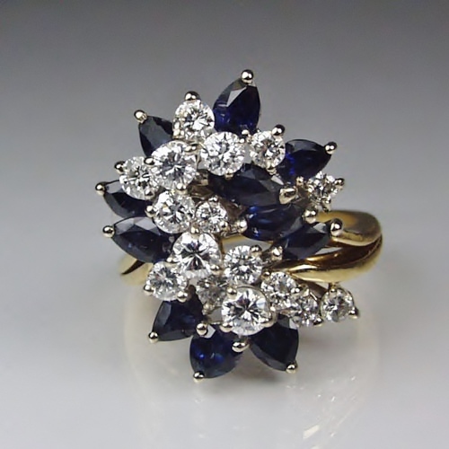 Quality Ladies 14 kt Sapphire and Diamond Waterfall Ring  Litnon.com
