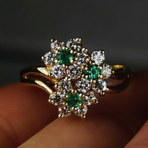 Special Price High Quality 14 kt Emerald and Diamond Ring  Litnon.com