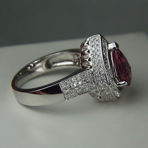 High Quality 14 kt Purple Pink Tourmaline and Diamond Ring  Litnon.com