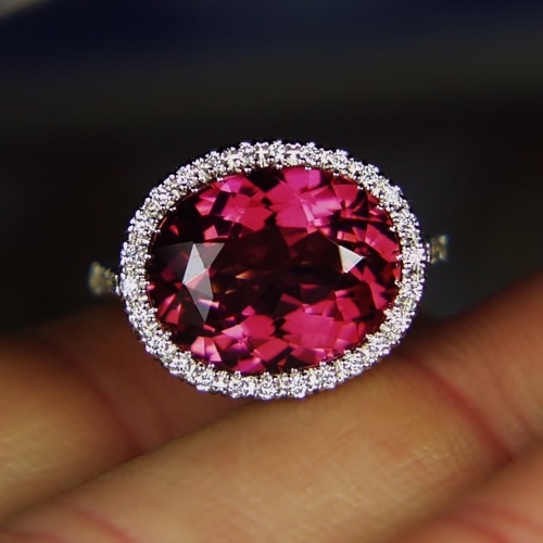 High Quality 14 kt 7 carat Pink Tourmaline and Diamond Ring  Litnon.com