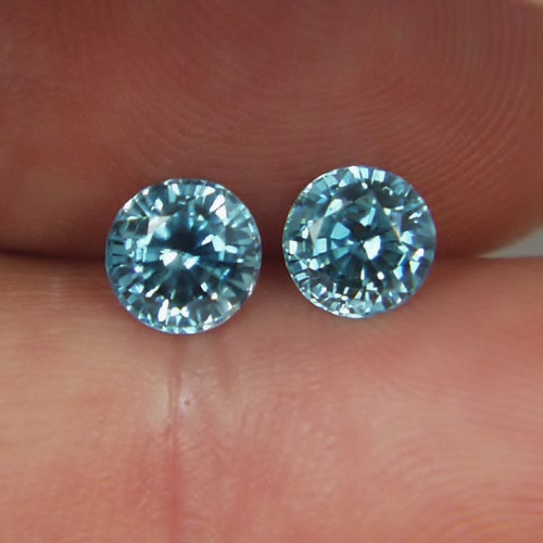 Matched Pair Natural Blue Zircon Cambodia 2.90 ct tw  Litnon.com