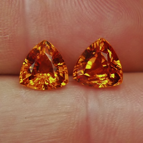 Matched Pair Bright Orange Mandarin Spessartite Garnet 5.33 ct tw  Litnon.com