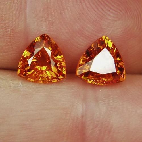 Matched Pair Bright Orange Mandarin Spessartite Garnet 5.33 ct tw  Litnon.com
