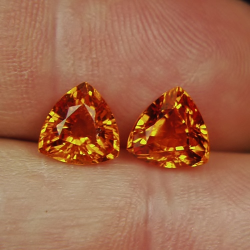 Matched Pair Bright Orange Mandarin Spessartite Garnet 5.33 ct tw  Litnon.com