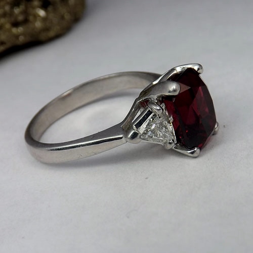 Rare Blood Red Burmese Spinel Platinum Diamond Ring Litnon.com
