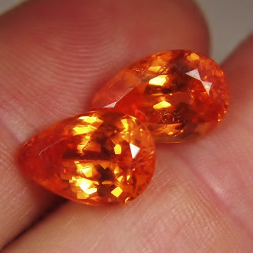 Old Stock True Namibian Mandarin Garnet Pair 13.47 ct tw GL Litnon.com