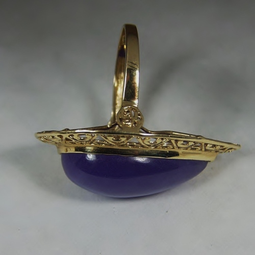 Estate Lavender Purple Jadeite 14 karat Gold Ring GL Litnon.com