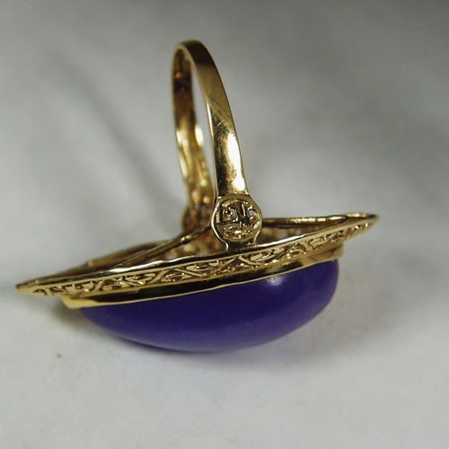 Estate Lavender Purple Jadeite 14 karat Gold Ring GL Litnon.com