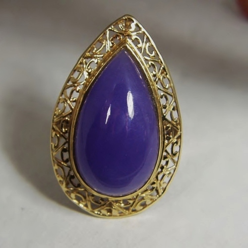 Estate Lavender Purple Jadeite 14 karat Gold Ring GL Litnon.com