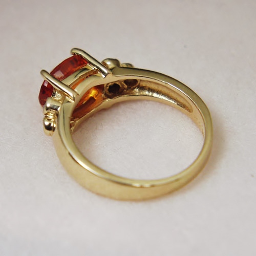 High Quality 2.60 ct Mandarin Garnet and Diamond 14 kt Ring  Litnon.com