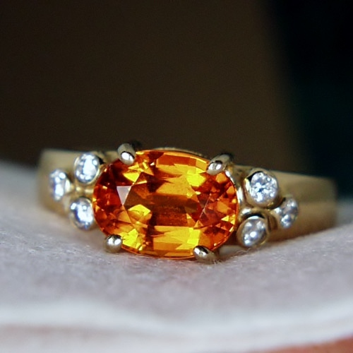 High Quality 2.60 ct Mandarin Garnet and Diamond 14 kt Ring  Litnon.com