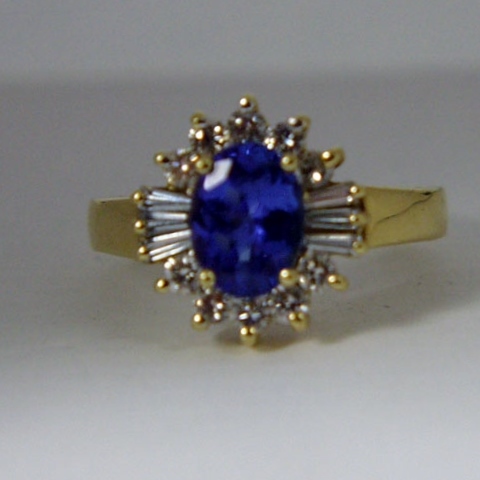 Quality Fine Color Natural Tanzanite Diamond Ring 18kt YG  Litnon.com