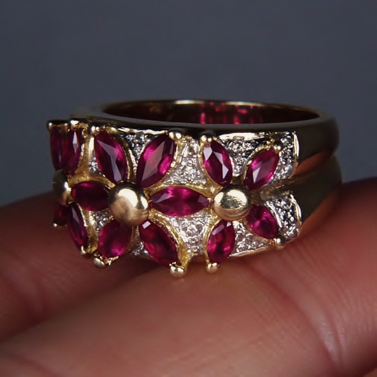  Estate 14 Karat Natural Ruby and Diamond Ring  Litnon.com