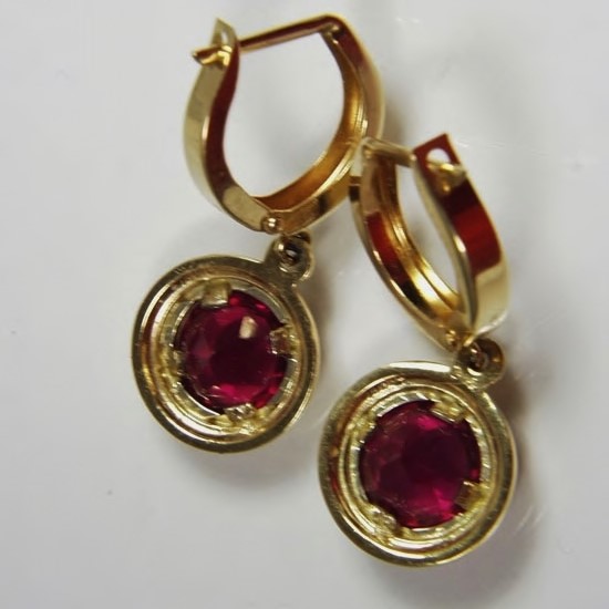 Spectral Red Rubellite Tourmaline 14 kt Earrings 2.70 ct tw  Litnon.com