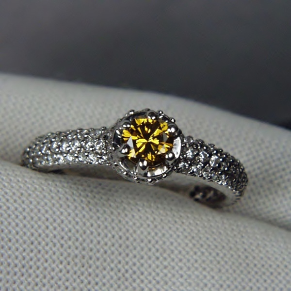 Quality Natural Fancy Color Diamond 14 kt White Gold Ring  Litnon.com