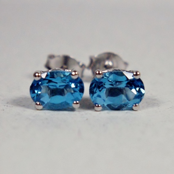 USA Made Sterling Silver Blue Topaz Earrings  Litnon.com