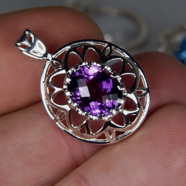 USA Made Sterling Silver Amethyst Pendant  Litnon.com
