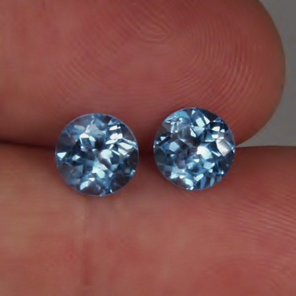 Swiss Blue Topaz Pair 7 mm 3.46 Carats  Litnon.com