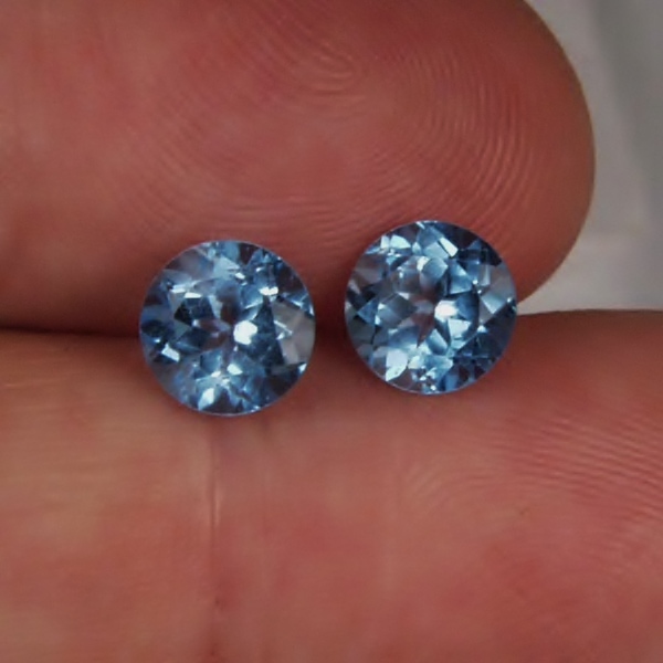 Swiss Blue Topaz Pair 7 mm 3.46 Carats  Litnon.com