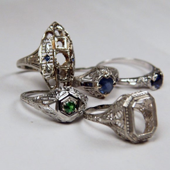 Antique / Vintage Platinum and White Gold Ring Lot  Litnon.com