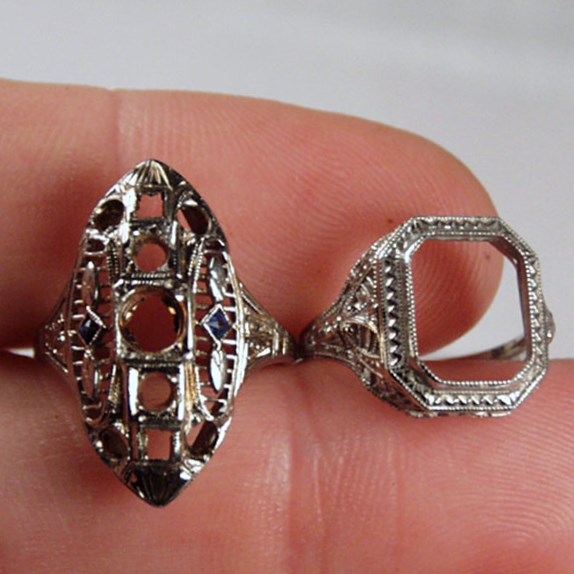 Antique / Vintage Platinum and White Gold Ring Lot  Litnon.com