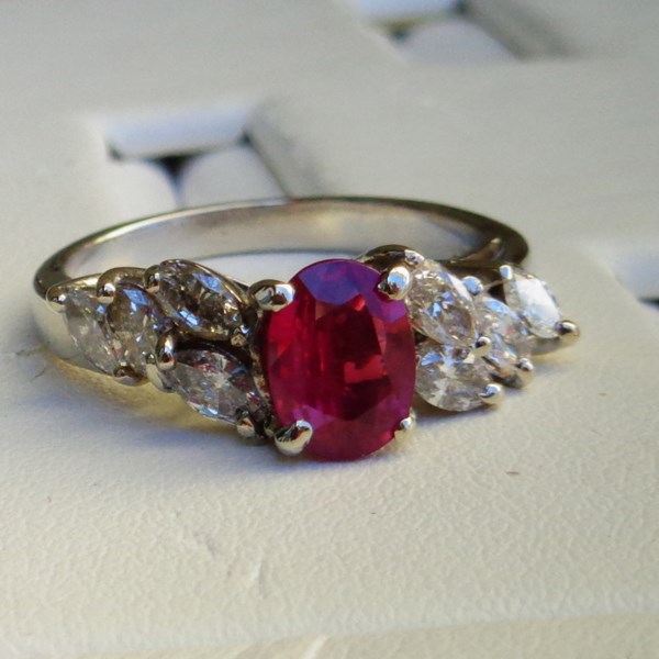 Quality Fine Color Burmese Ruby and Diamond 14kt Ring  Litnon.com