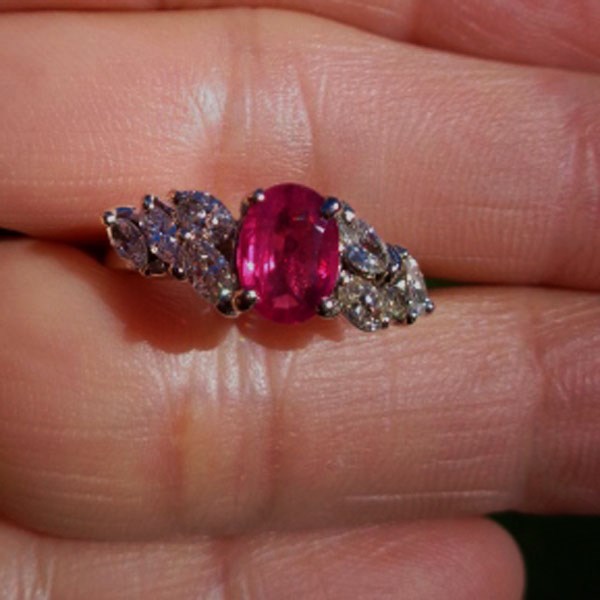 Quality Fine Color Burmese Ruby and Diamond 14kt Ring  Litnon.com