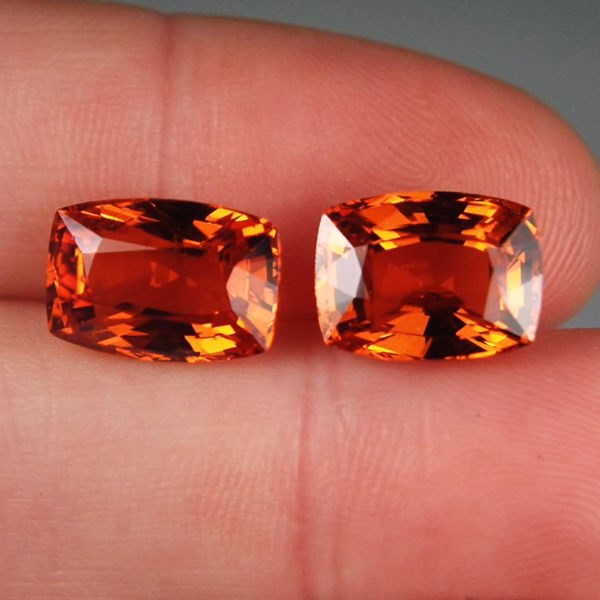 Color Natural Mandarin Spessartite Garnet Pair 19.47 ct tw  Litnon.com