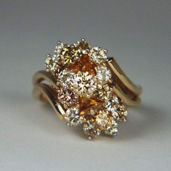 Quality Natural Fancy Color Diamond Waterfall Ring 3 ct tw  Litnon.com