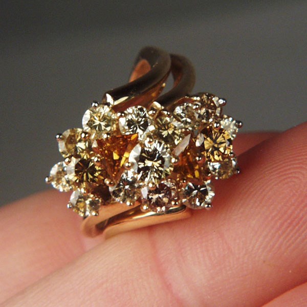 Quality Natural Fancy Color Diamond Waterfall Ring 3 ct tw  Litnon.com