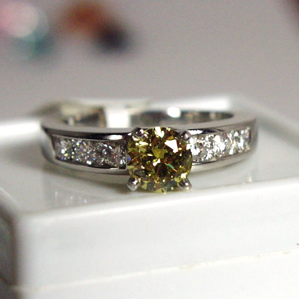 GIA 1.14 ct Natural Fancy Deep Yellow Diamond Platinum Ring  Litnon.com