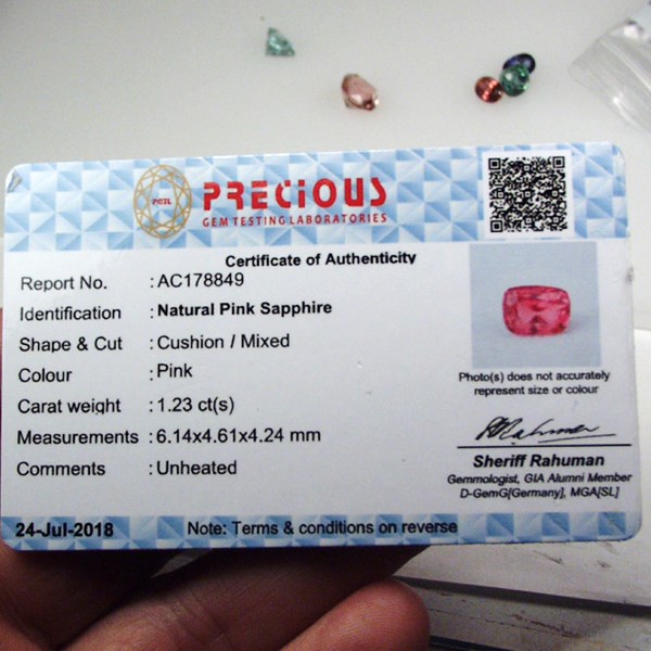 Unheated Natural Fine Pink Sapphire Sri Lanka 1.23 ct GL Litnon.com