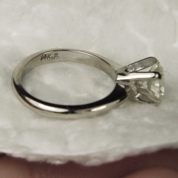 Estate Ladies 14 KT White Gold Euro Cut Diamond Ring 1.06 ct  Litnon.com
