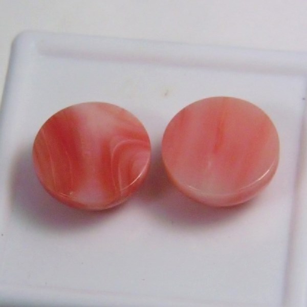 Natural Pink Coral Round Cabochon Pair Hawaii 10mm  Litnon.com