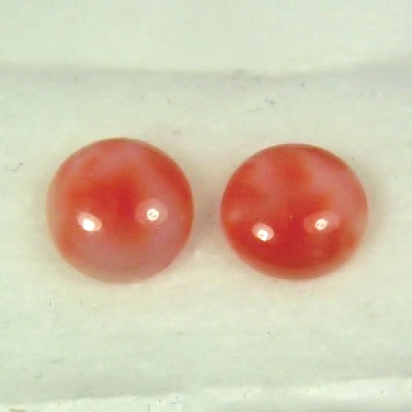 Natural Pink Coral Round Cabochon Pair Hawaii 10mm  Litnon.com