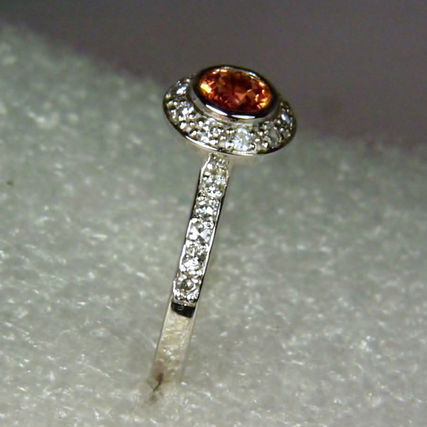 Natural Orange Sapphire and Diamond 14 kt Ring  Litnon.com