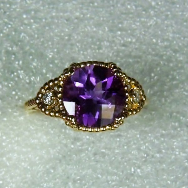 Natural Amethyst and Diamond 14 kt Ring 3.0 ct  Litnon.com